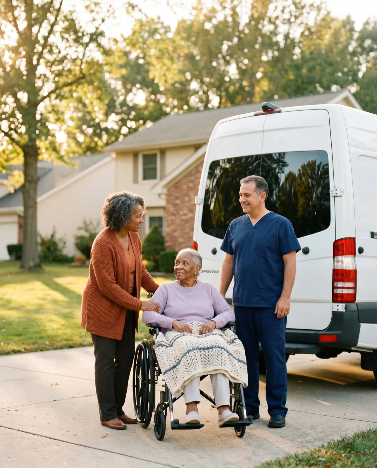 A family arranging long-distance medical transport for a loved one